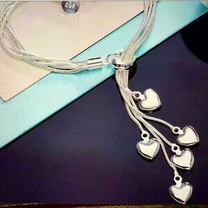 NEW Sterling Silver Tassel Heart Charm Bracelet Resizable Adjustable